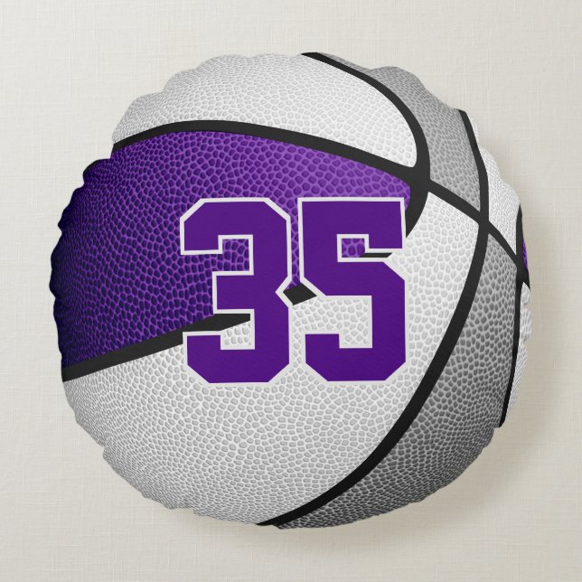 purple grey basketball team colours sports decor round cushion (Front)