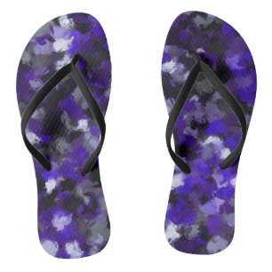 Purple, Grey, Black and Blue Abstract Jandals