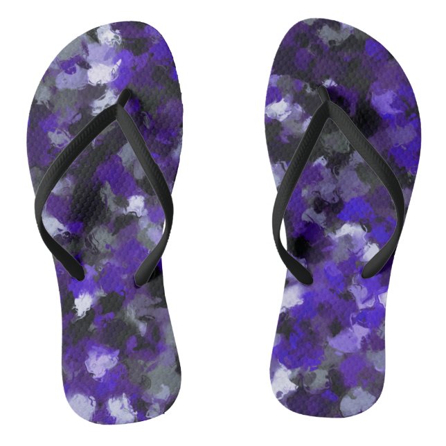 Purple, Grey, Black and Blue Abstract Jandals (Footbed)