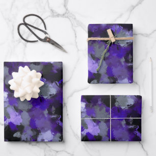 Purple, Grey, Black and Blue Abstract Wrapping Paper Sheet