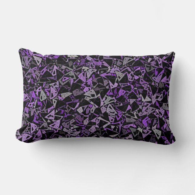 Purple Grey Black Triangle Seamless Pattern Lumbar Cushion (Front)