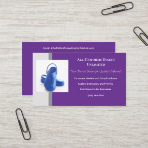 Purple Grey Blue Medical Clogs Uniform Business Card