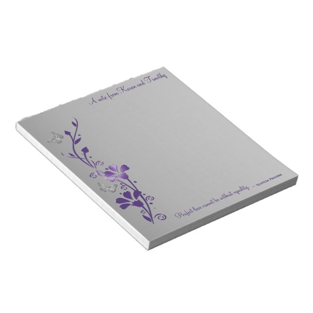 Purple, Grey Butterfly Foral with Scottish Proverb Notepad (Angled)