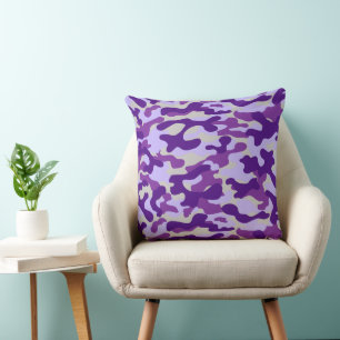Purple Grey Camo Cushion