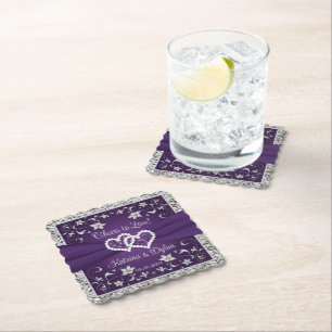 Purple, Grey Cheers to Love! Paper Coaster