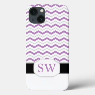Purple & Grey Chevron Monogram iPad 2/3/4 Case