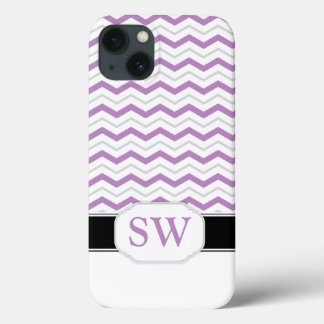 Purple & Grey Chevron Monogram iPad 2/3/4 Case