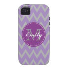 Purple & Grey Chevron Monogram iPhone 4/4s case