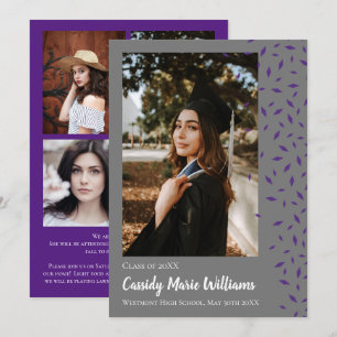 Purple Grey Confetti Graduation Announcement