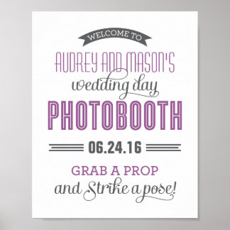 Purple Grey Custom Wedding Photo Booth Sign