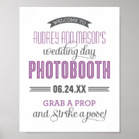 Purple Grey Custom Wedding Photo Booth Sign