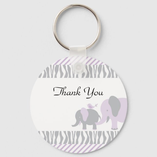 Purple & Grey Elephant Keychain (Front)