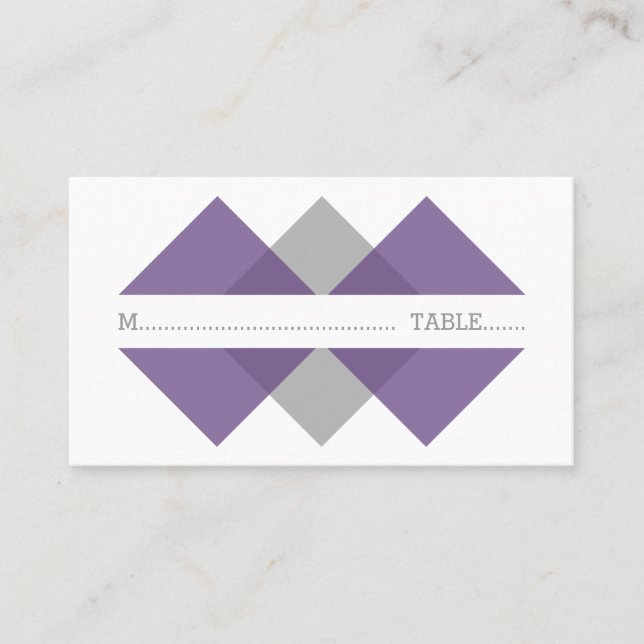 Purple Grey Geometric Triad Place Card (Front)