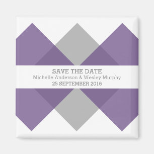Purple Grey Geometric Triad Save the Date Magnet