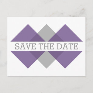 Purple Grey Geometric Triad Save the Date Postcard