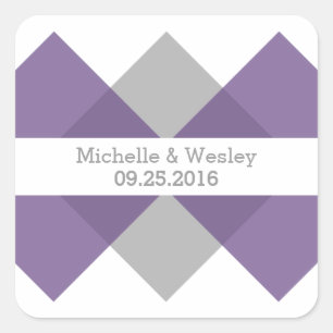 Purple Grey Geometric Triad Wedding Stickers