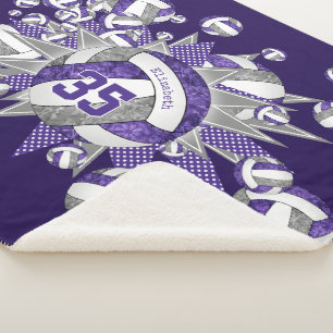 purple grey girls sports star volleyball blowout sherpa blanket