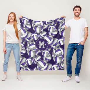 purple grey girls volleyball team colours fleece blanket
