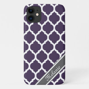 Purple & Grey Lattice Custom Name Case-Mate iPhone Case