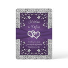Purple, Grey Love Hearts Wedding Invitation