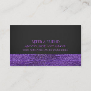 Purple & Grey Modern Glam Sequins Refer a Friend Referral Card