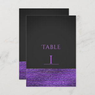 Purple Grey Modern Glam Sequins Table Number Card