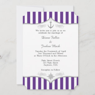 Purple Grey Nautical Wedding Invitation