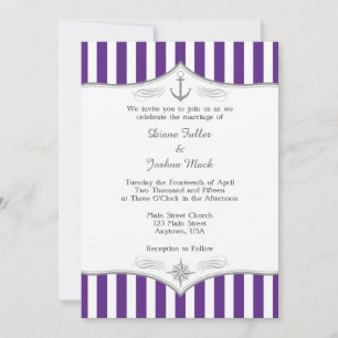 Purple Grey Nautical Wedding Invitation