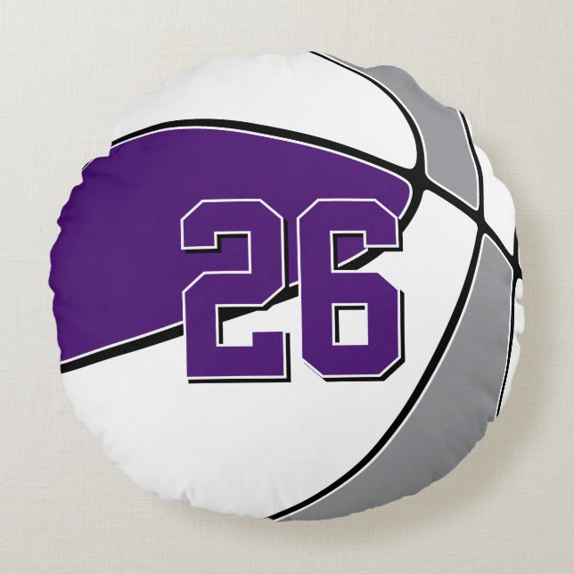 purple grey or ANY team colours kids basketball Round Cushion (Front)