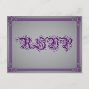 Purple & Grey Poster RSVP w/ Drink Choice Invitation Postcard