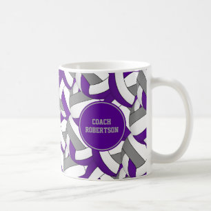 purple grey school colours volleyball coach gift coffee mug