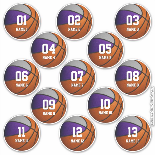 purple grey set of 13 kids basketball (Front)