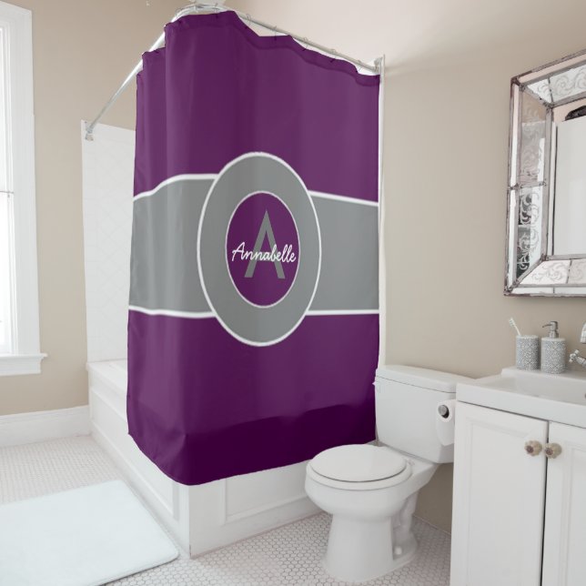 Purple Grey Shower Curtain (In Situ)