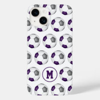 purple grey soccer balls pattern monogrammed