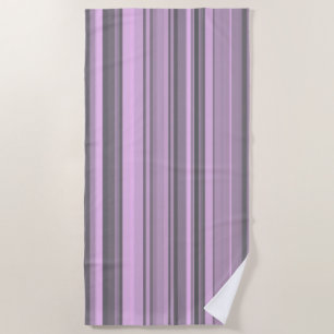 Purple Grey Stripes Beach Towel