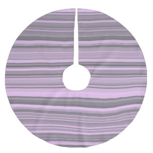 Purple Grey Stripes Brushed Polyester Tree Skirt