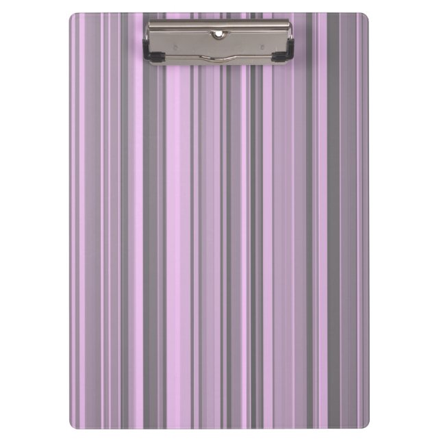Purple Grey Stripes Clipboard (Front)