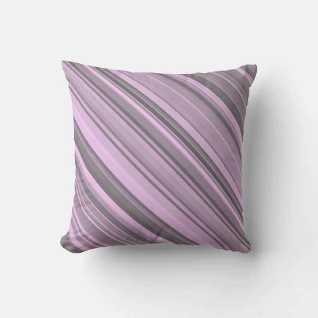 Purple Grey Stripes Cushion (Front)