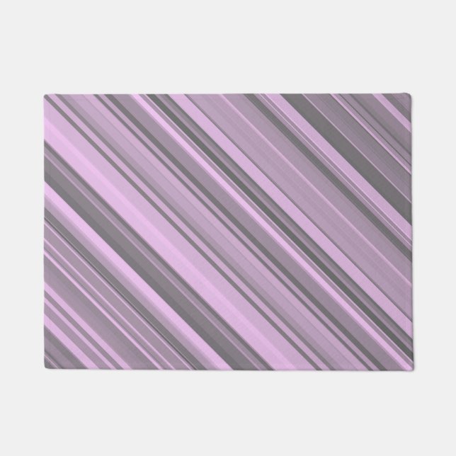 Purple Grey Stripes Doormat (Front)