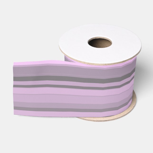 Purple Grey Stripes Grosgrain Ribbon (Spool)