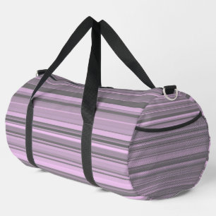 Purple Grey Stripes Large Duffle Bag