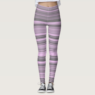 Purple Grey Stripes Leggings