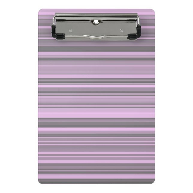 Purple Grey Stripes Mini Clipboard (Front)