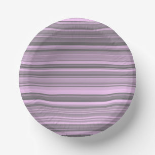 Purple Grey Stripes Paper Plate