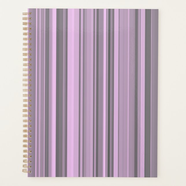 Purple Grey Stripes Planner (Front)
