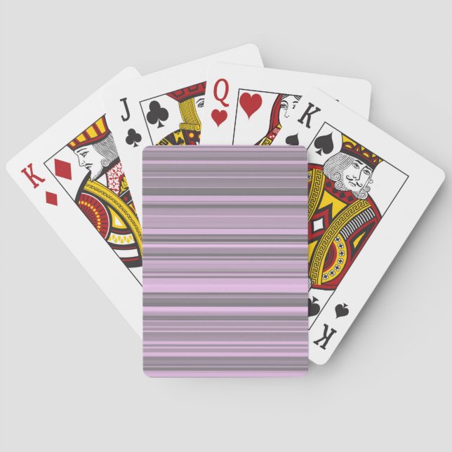 Purple Grey Stripes Playing Cards (Back)