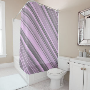 Purple Grey Stripes Shower Curtain