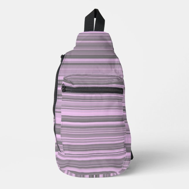 Purple Grey Stripes Sling Bag (Front)
