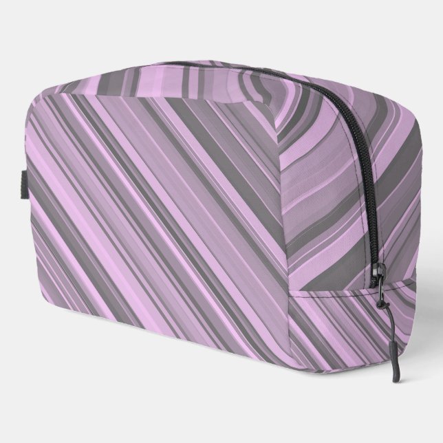 Purple Grey Stripes Toiletry Bag (Right Corner)