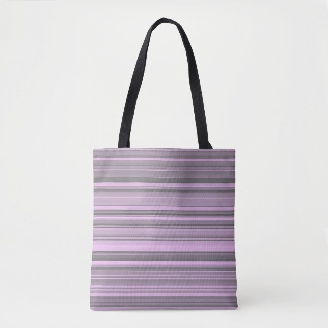 Purple Grey Stripes Tote Bag (Front)
